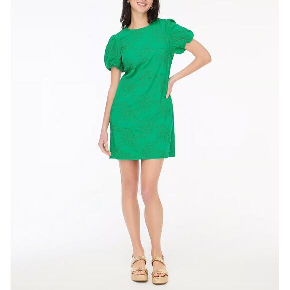 NWT J. Crew Eyelet Puff-Sleeve Mini Dress Size 6 - Picture 1 of 7